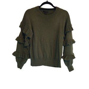 J CREW Ruffle Sleeve crewneck sweater Womens size XS
